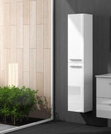 Sidi White Gloss 2 Door Wall Hung Floating Bathroom Storage Cupboard-305465BO
