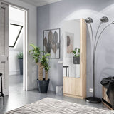 Florence Oak Tall Shoe Cabinet with Mirrored Door - 007864F