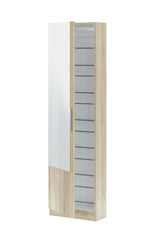 Florence Oak Tall Shoe Cabinet with Mirrored Door - 007864F