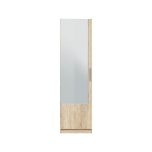 Florence Oak Tall Shoe Cabinet with Mirrored Door - 007864F