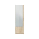 Florence Oak Tall Shoe Cabinet with Mirrored Door - 007864F