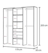 Flow Open Door Wardrobe in Ash Grey and White