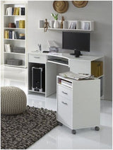Alexis White Corner Computer Office Desk With Drawer 350-001