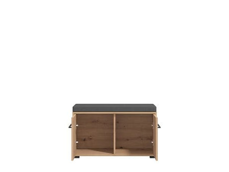Lantier Slatted Artisan Oak Effect 2 Door Compact Hallway Shoe Storage Bench - 11013432