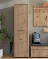 Lantier Slatted Artisan Oak Effect Tall Narrow Shallow Depth Wardrobe for Small Spaces 11013431