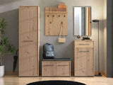 Lantier Slatted Artisan Oak Effect Tall Narrow Shallow Depth Wardrobe for Small Spaces 11013431