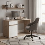 Verona Oak and White Gloss Desk With Drawer and Cupboard- 11008650