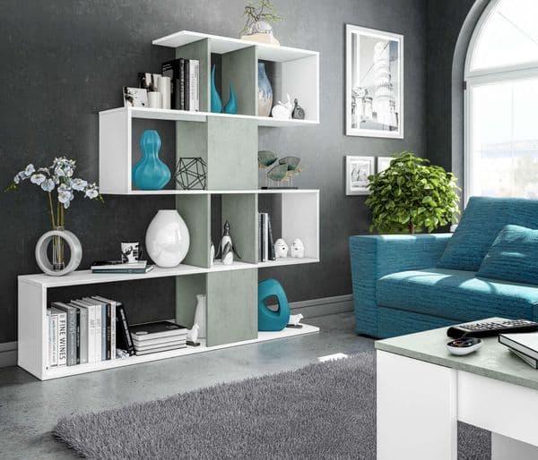 Nahlia Zig Zag Bookcase Grey and White - 0L2251A
