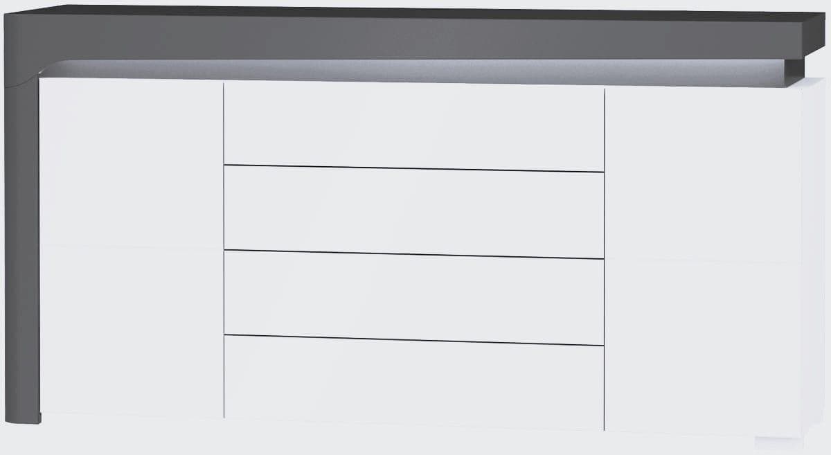 Serava 2 Door 4 Drawer Large Modern Grey and White Gloss Sideboard With Lights - WHK-3- N13