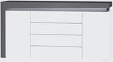 Serava 2 Door 4 Drawer Large Modern Grey and White Gloss Sideboard With Lights - WHK-3- N13