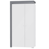 Serava White High Gloss And Grey 2 Door Wardrobe With Shelves and LED Lights - WHS2-NE013