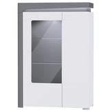 Serava White High Gloss And Grey Low Wide Display Cabinet With LED Lights WHW-2L-N14