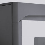 Serava White High Gloss And Grey Low Wide Display Cabinet With LED Lights WHW-2L-N14