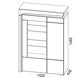 Serava White High Gloss And Grey Low Wide Display Cabinet With LED Lights WHW-2L-N14