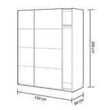 Lina White and Concrete Grey Effect Sliding 2 Door Wardrobe 150cm Wide - ARM154A