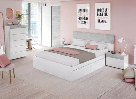 Lina White and Concrete Grey Effect Sliding 2 Door Wardrobe 150cm Wide - ARM154A