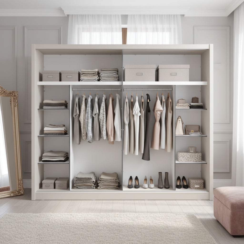 Alba Cashmere Taupe 251cm Extra Large Mirrored Sliding Door Wardrobe 11013762