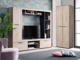 Ferrara Entertaiment Unit Wall TV Cabinet in Grey Oak and Black Wodd Effect -11008352