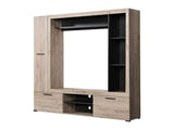 Ferrara Entertaiment Unit Wall TV Cabinet in Grey Oak and Black Wodd Effect -11008352