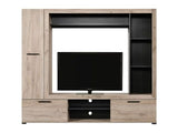 Ferrara Entertaiment Unit Wall TV Cabinet in Grey Oak and Black Wodd Effect -11008352