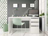 Lint Artic White Modern Home Office Desk with Cupboard and Drawers - 004603A