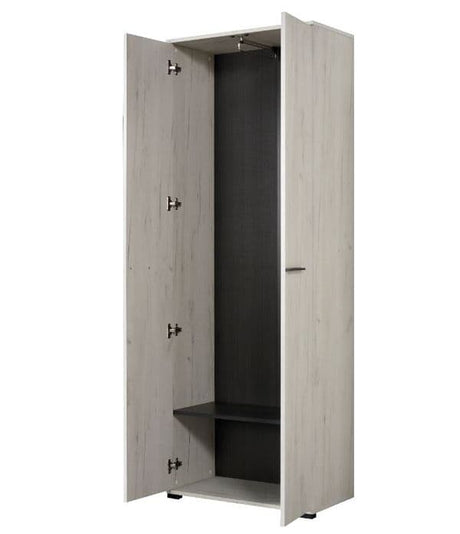 Ferrara  2 Door Slim Narrow Compact Wardrobe in Modern White Oak- 11008355