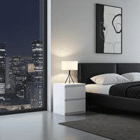 Nura Modern Bedside Table in Glossed White
