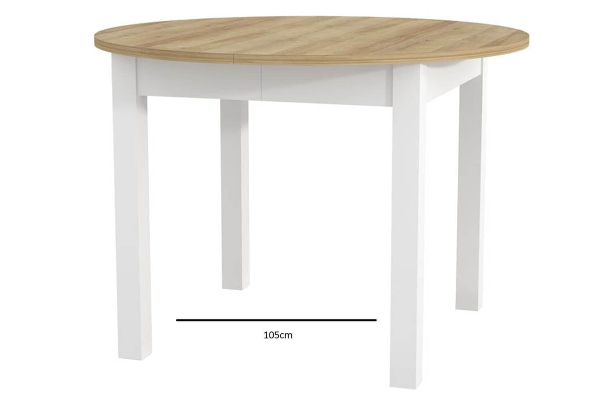 Laurent White and Oak Effect Round Extending Dining Table - SZY-INDS2OAK