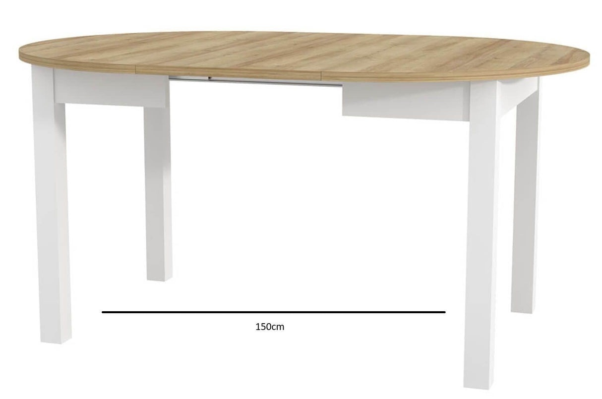 Laurent White and Oak Effect Round Extending Dining Table - SZY-INDS2OAK