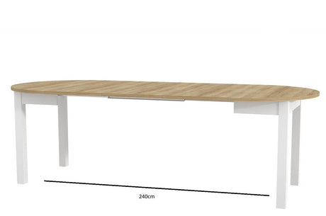 Laurent White and Oak Effect Round Extending Dining Table - SZY-INDS2OAK