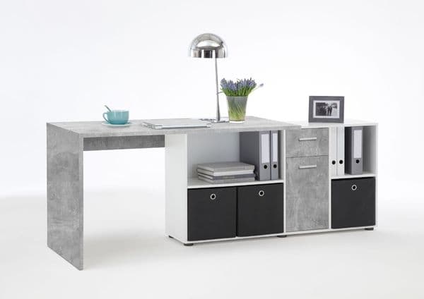 Vela White and Concrete Grey Flexi Corner Office Desk 353-001 Conwht