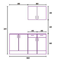 Magna Modular White Gloss 160cm Full Flat Pack Kitchen Units Set With Worktops Included  - Option 8