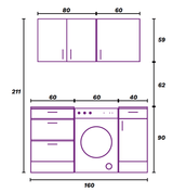 Magna White Gloss Modular 160cm Full Flat Pack Kitchen Units Set With Worktops Included - Option 9
