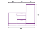 Magna White Gloss Modular 180cm Full Flat Pack Kitchen Units Set With Worktops Included  - Option 6