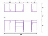 Magna White Gloss Modular 240cm Full Flat Pack Kitchen Units Set With Worktops INCLUDED - Option 2
