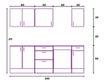 Magna White Gloss Modular 240cm Full Flat Pack Kitchen Units Set With Worktops INCLUDED - Option 2