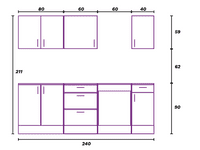 Magna White Gloss Modular 240cm Full Flat Pack Kitchen Units Set With Worktops INCLUDED - Option 2