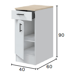 Magna Modular 400mm Kitchen Base Unit White Gloss - 0F1012B