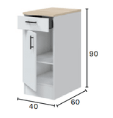 Magna Modular 400mm Kitchen Base Unit White Gloss - 0F1012B