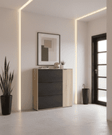Marko Classy Oak Effect And Oxido Dark Brown Shoe Cabinet with 4 Doors - 0X7818F