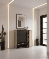 Marko Classy Oak Effect And Oxido Dark Brown Shoe Cabinet with 4 Doors - 0X7818F