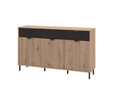 Meyelisse Artisan Oak Effect Slatted And Black 3 Door Sideboard - 11013359