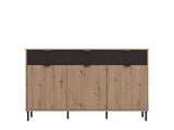 Meyelisse Artisan Oak Effect Slatted And Black 3 Door Sideboard - 11013359