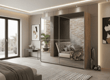Montclair 240cm Full Mirrored Extra Large Sliding Door Wardrobe Oak Effect P8DSMLBL