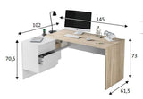 Princela White and Oak Large Corner Desk with Drawers- 0F4655A