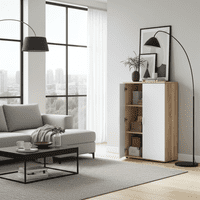 Princela White and Oak Storage Cupboard- 0F5655A