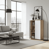 Princela White and Oak Storage Cupboard- 0F5655A