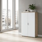Princela White and Oak Storage Cupboard- 0F5655A