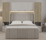 Miracle Cashmere Taupe and Slat Effect Overbed Unit with Double or Kingsize Bed Bedroom Furniture SET - 3484/ANDREA