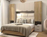 Miracle Cashmere Taupe and Slatted Oak Effect Overbed Storage Unit - 3484rz